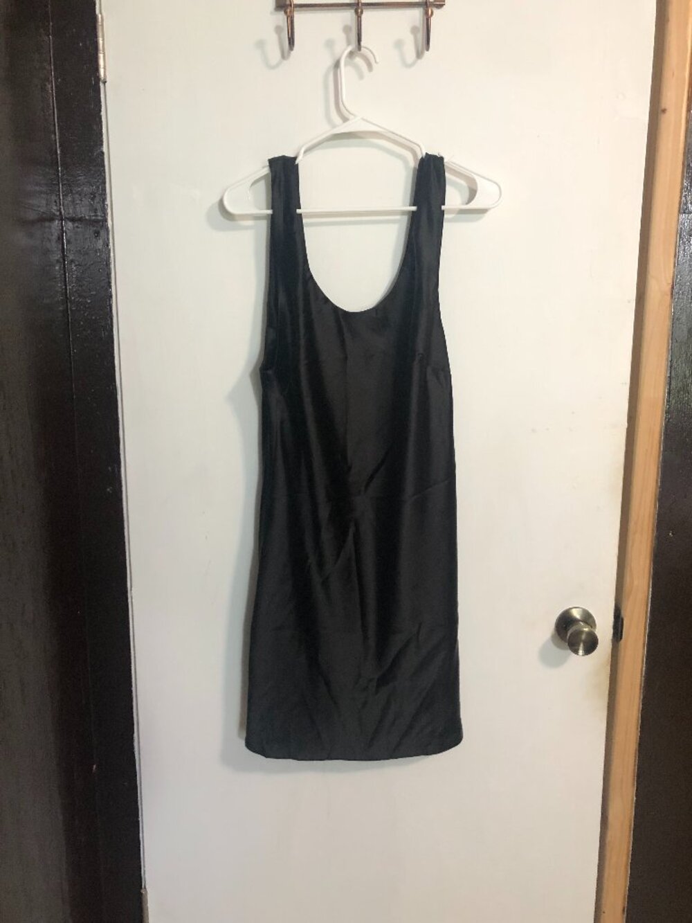 ASOS Design Sleeveless Black Satin V-neck Slip Dress, Size 14